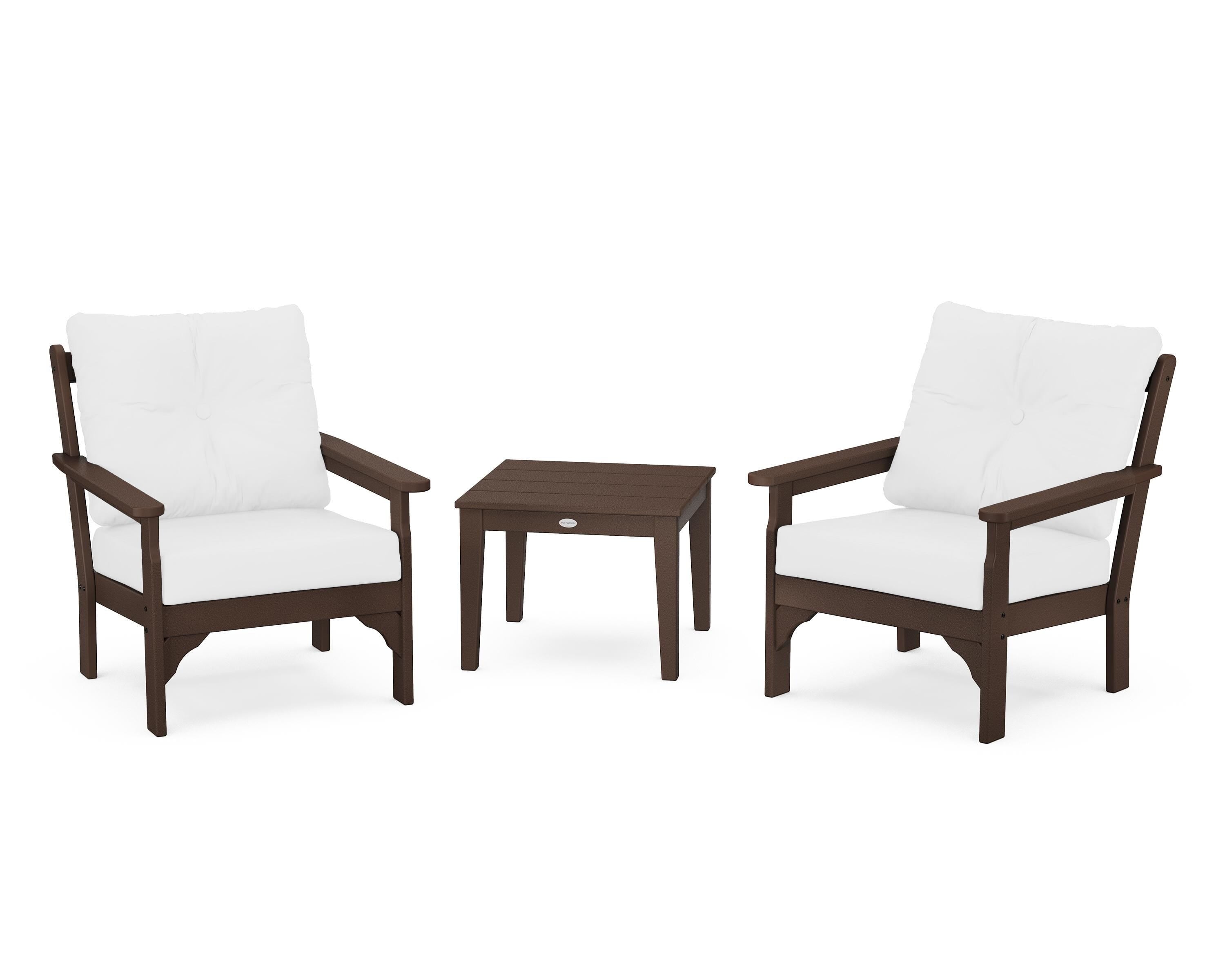 POLYWOOD® Vineyard 3-Piece Deep Seating Set in Mahogany / Natural