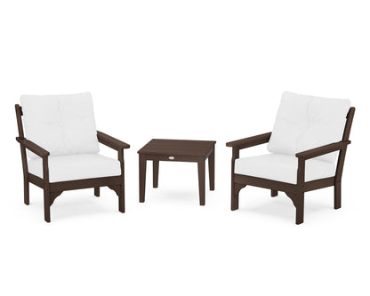 POLYWOOD® Vineyard 3-Piece Deep Seating Set in Mahogany / Natural