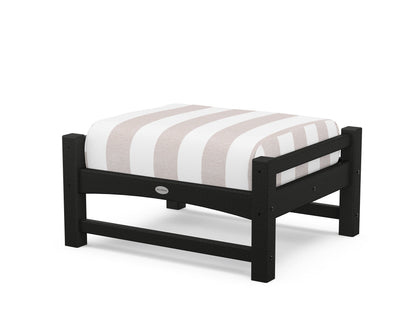 POLYWOOD® Club Ottoman in Black / Cabana Stripe Dune Burlap
