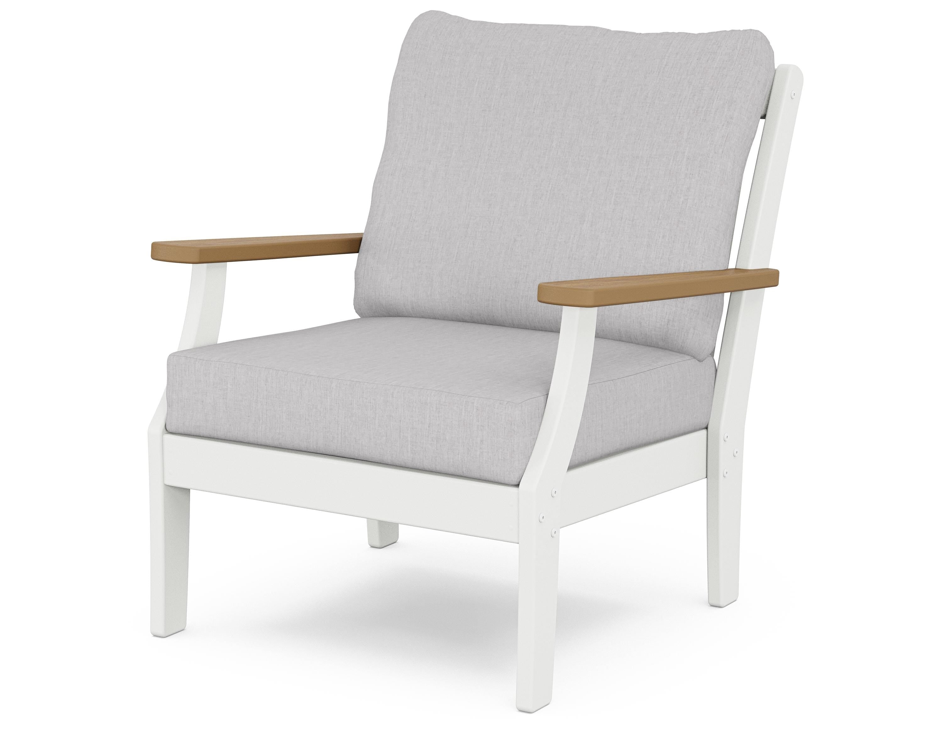 POLYWOOD® Braxton Deep Seating Chair in White / Natural / Granite