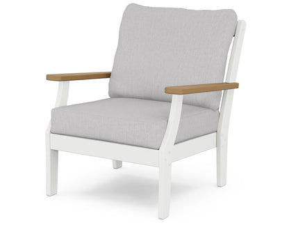 POLYWOOD® Braxton Deep Seating Chair in White / Natural / Granite