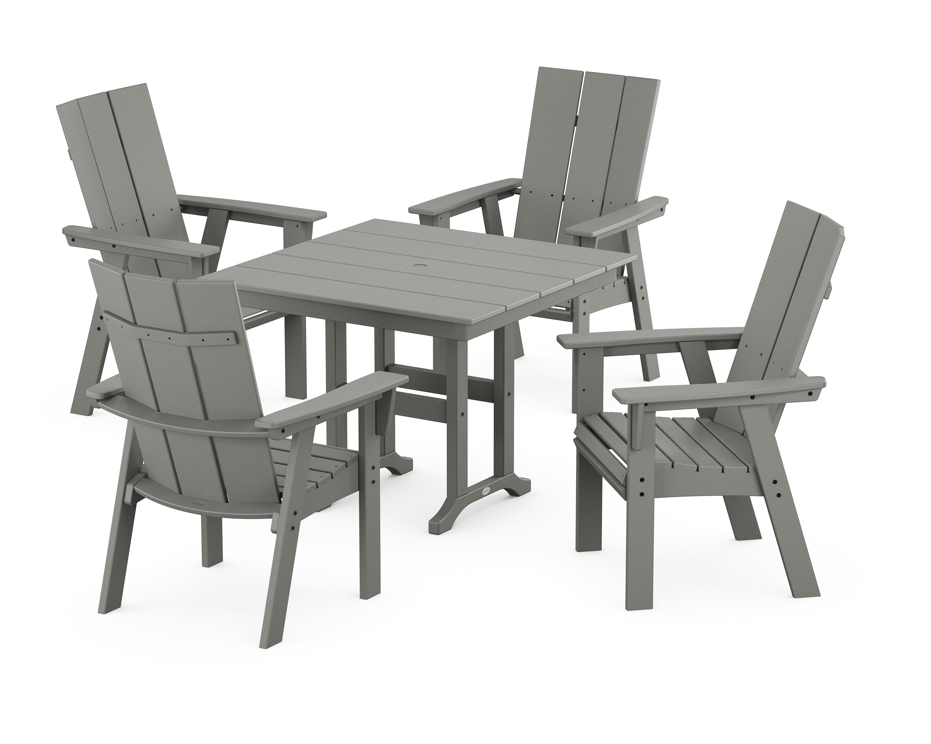 POLYWOOD® Modern Adirondack 5-Piece Farmhouse Dining Set in Slate Grey