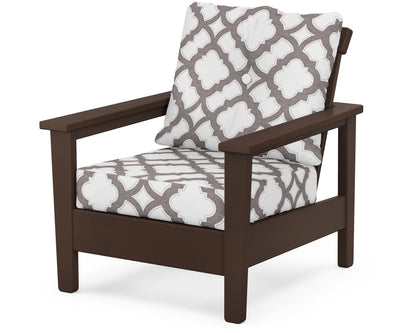 POLYWOOD® Prescott Deep Seating Chair in Mahogany / Trellis Grey Mist