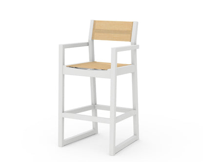 POLYWOOD® EDGE Sling Bar Arm Chair in White / Dupioni Apricot Sling