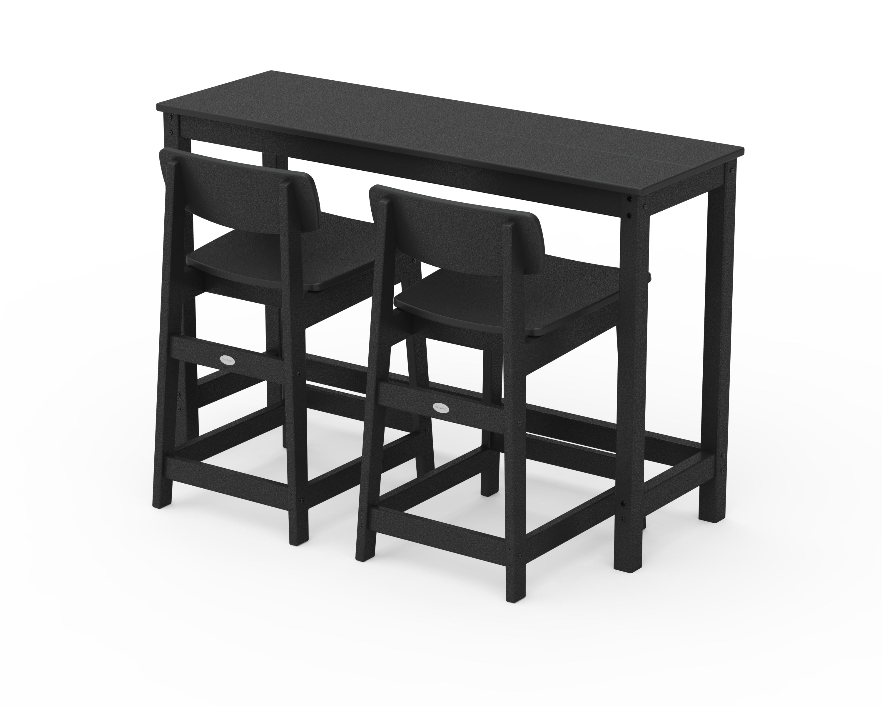POLYWOOD® Modern Studio Urban Lowback Counter Chair 3-Piece Balcony Set in Black