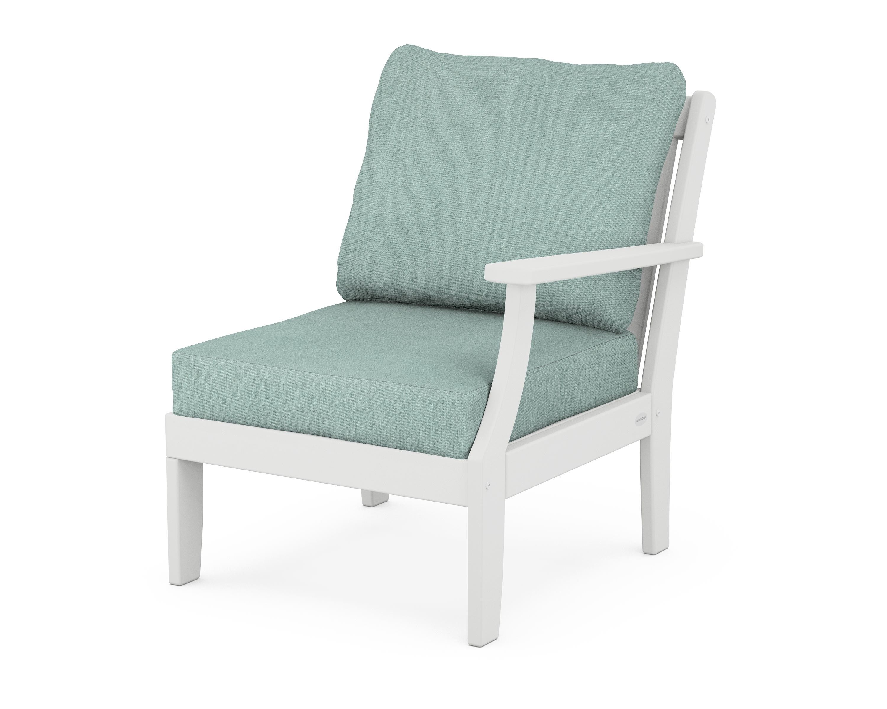 POLYWOOD® Braxton Modular Right Arm Chair in White / Glacier Spa