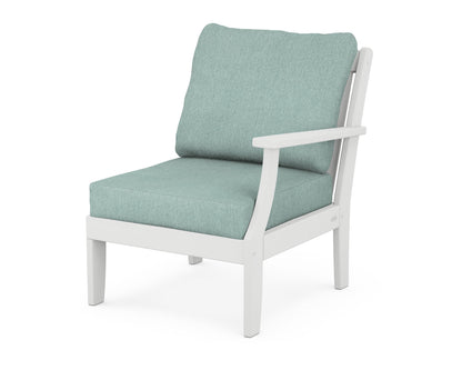POLYWOOD® Braxton Modular Right Arm Chair in White / Glacier Spa