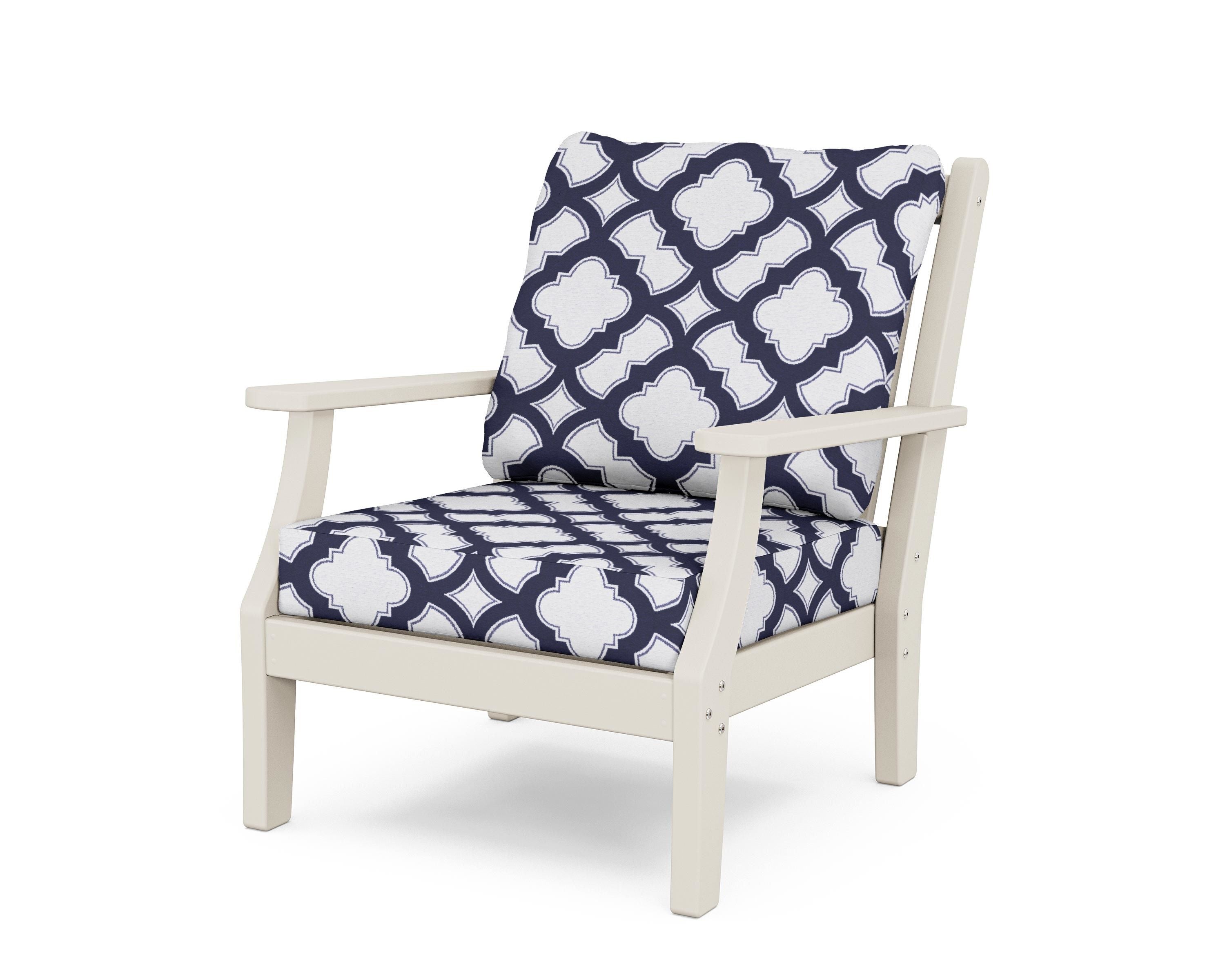 Country Living Wovendale Deep Seating Chair in Sand / Trellis Navy