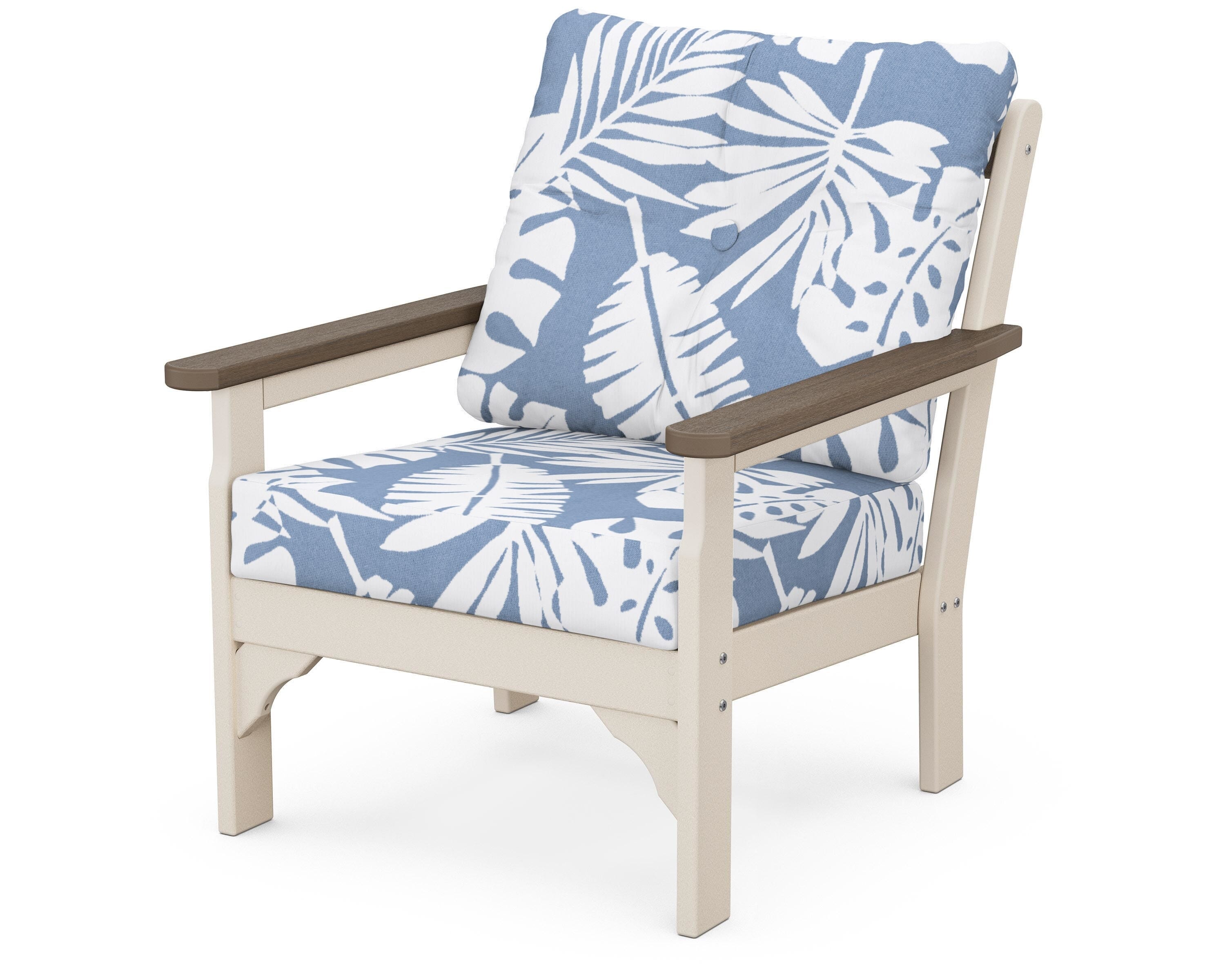 POLYWOOD® Vineyard Deep Seating Chair in Sand / Kona / Leaf Sky Blue