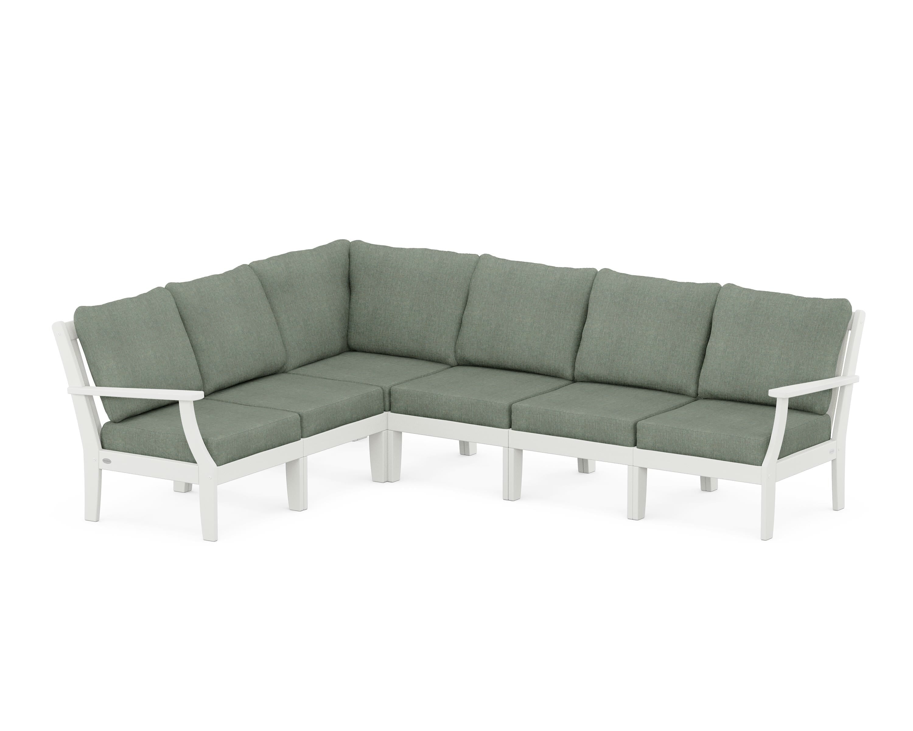 POLYWOOD® Braxton Modular 6-Piece Deep Seating Set in Vintage White / Cast Sage