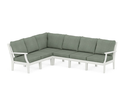 POLYWOOD® Braxton Modular 6-Piece Deep Seating Set in Vintage White / Cast Sage