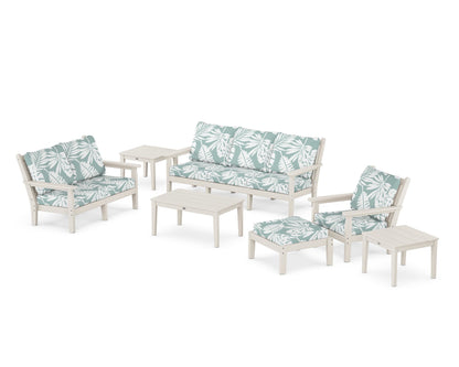 POLYWOOD® Chippendale 7-Piece Deep Seating Set in Sand / Leaf Glacier Spa