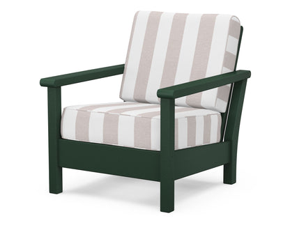 POLYWOOD® Harbour Deep Seating Chair in Green / Cabana Stripe Dune Burlap