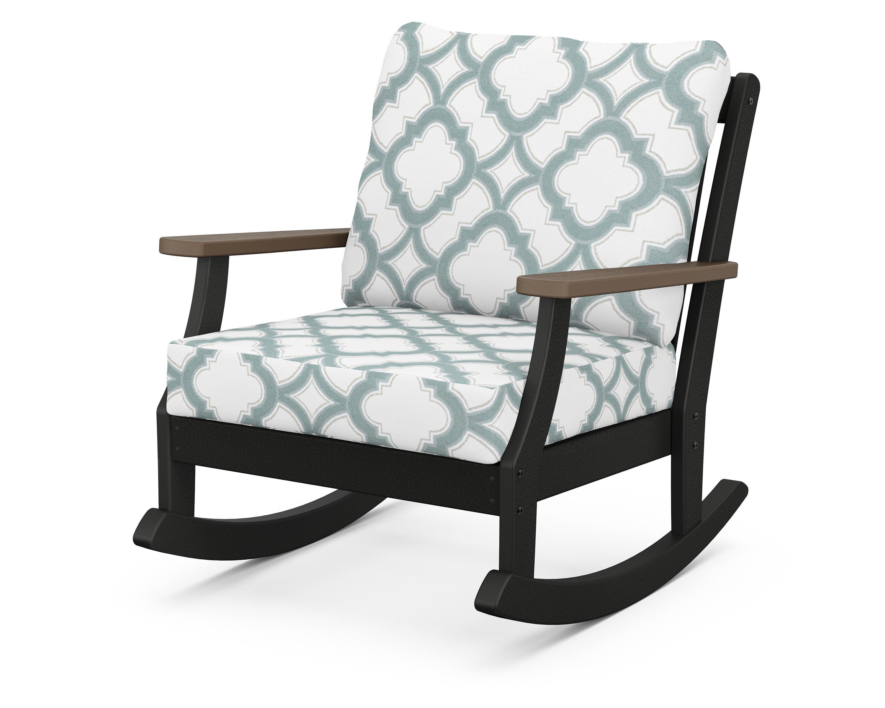 POLYWOOD® Braxton Deep Seating Rocking Chair in Black / Kona / Trellis Glacier Spa