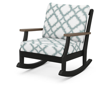 POLYWOOD® Braxton Deep Seating Rocking Chair in Black / Kona / Trellis Glacier Spa