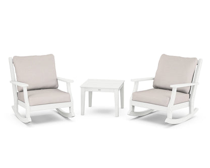 Country Living Wovendale 3-Piece Deep Seating Rocker Set in White / Dune Burlap