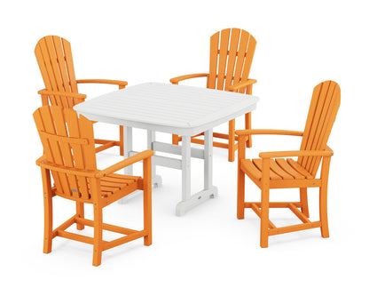 POLYWOOD® Palm Coast 5-Piece Dining Set with Trestle Legs in Tangerine / White