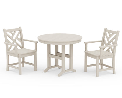 POLYWOOD® Chippendale 3-Piece Round Dining Set in Sand
