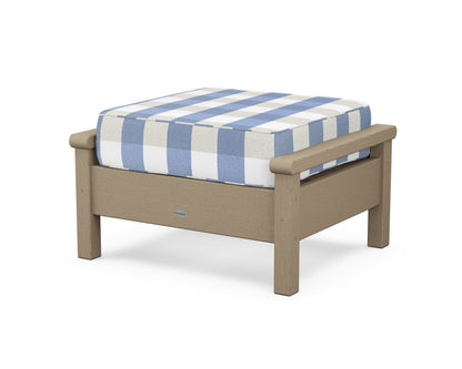 POLYWOOD® Harbour Deep Seating Ottoman in Vintage Sahara / Buffalo Plaid Sky Blue