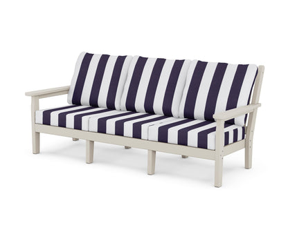 POLYWOOD® Chippendale Deep Seating Sofa in Sand / Cabana Stripe Navy