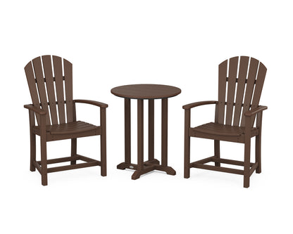POLYWOOD® Palm Coast 3-Piece Round Farmhouse Bistro Dining Set in Mahogany