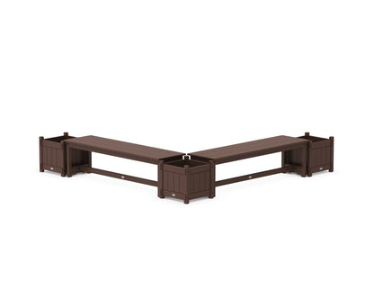 POLYWOOD® 60" Vineyard L- Shaped Planter Bench Corner Set in Mahogany
