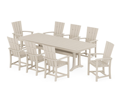 POLYWOOD® Quattro Adirondack 9-Piece Dining Set with Trestle Legs in Sand