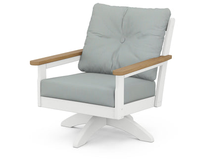 POLYWOOD® Vineyard Deep Seating Swivel Chair in White / Natural / Spa