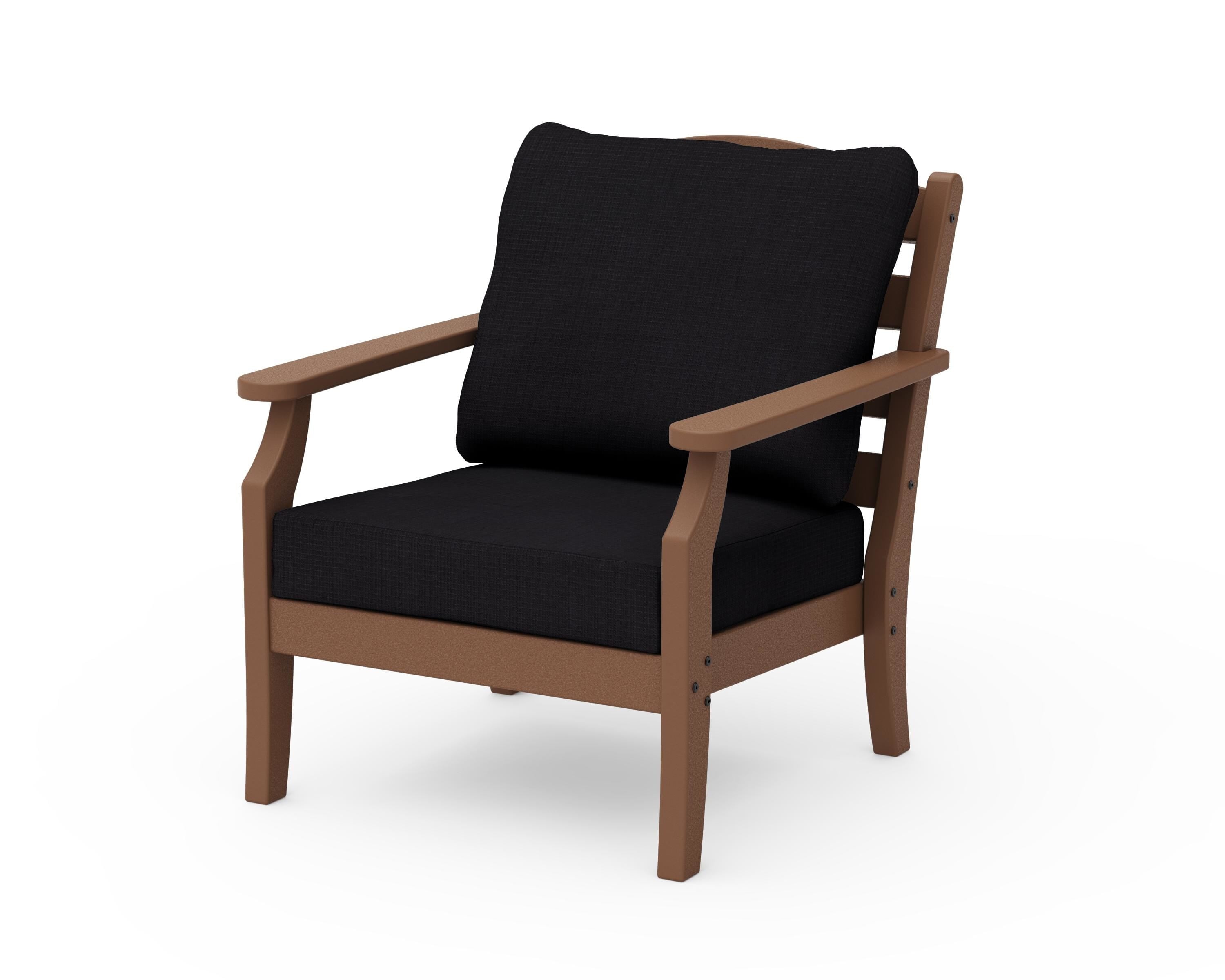 Draper James™ by  POLYWOOD® Savannah Deep Seating Chair in Teak / Midnight Linen
