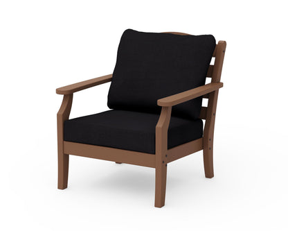 Draper James™ by  POLYWOOD® Savannah Deep Seating Chair in Teak / Midnight Linen