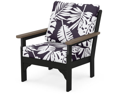 POLYWOOD® Vineyard Deep Seating Chair in Black / Kona / Leaf Navy