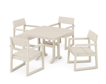 POLYWOOD® EDGE 5-Piece Dining Set with Trestle Legs in Sand