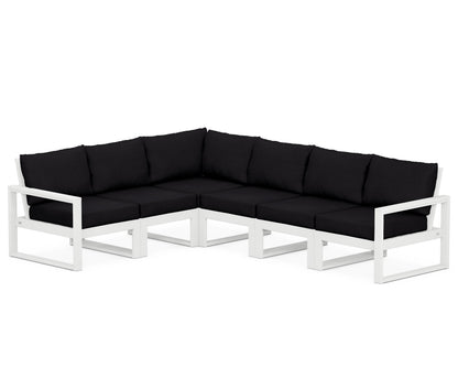 POLYWOOD® EDGE 6-Piece Modular Deep Seating Set in White / Midnight Linen