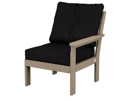 POLYWOOD® Vineyard Modular Right Arm Chair in Vintage Sahara / Midnight Linen