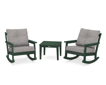 POLYWOOD® Vineyard 3-Piece Deep Seating Rocker Set in Green / Grey Mist