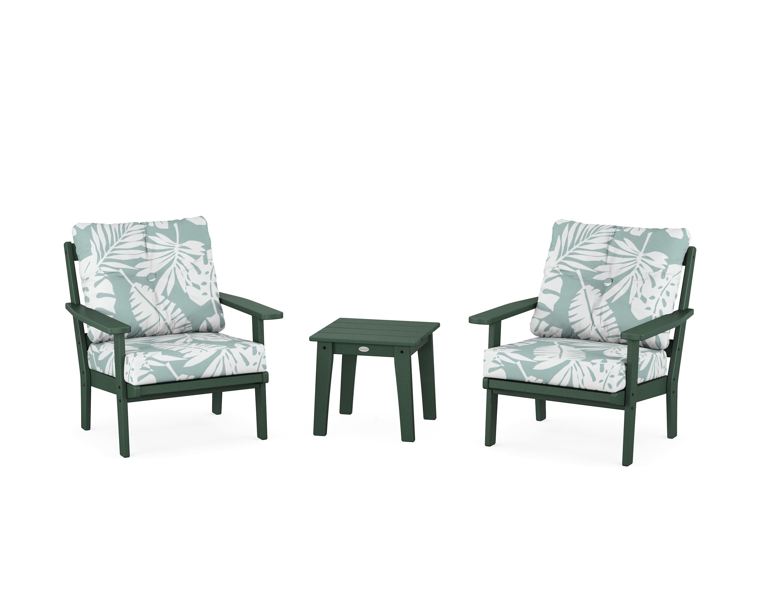 POLYWOOD® Oxford 3-Piece Deep Seating Set in Green / Leaf Glacier Spa