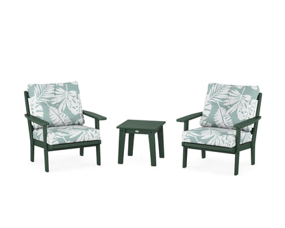 POLYWOOD® Oxford 3-Piece Deep Seating Set in Green / Leaf Glacier Spa