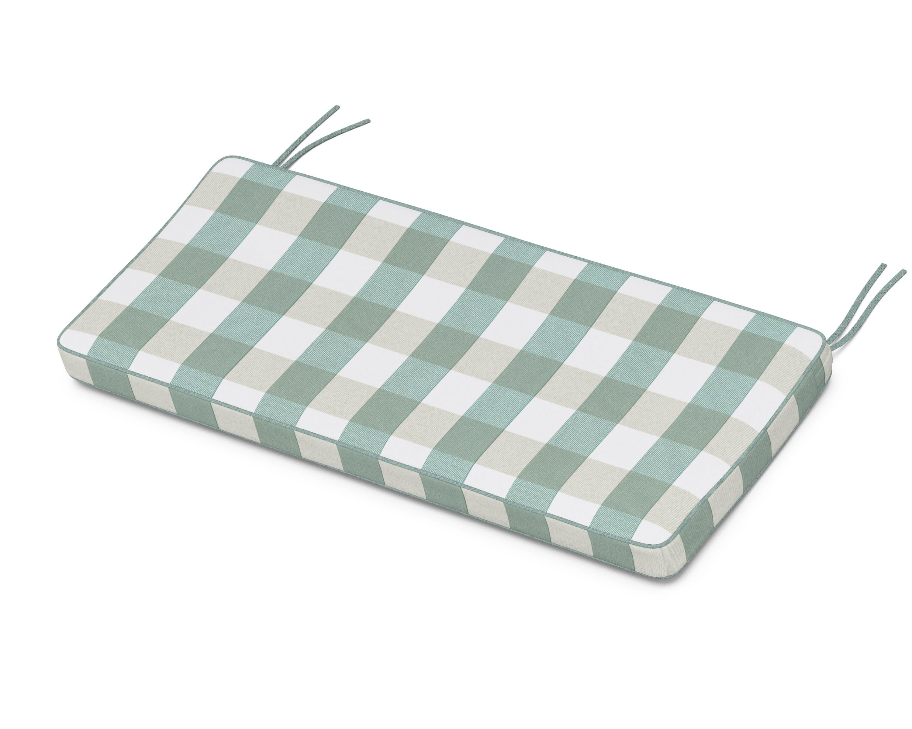 Martha Stewart by POLYWOOD® Chinoiserie Bench Seat Cushion in Buffalo Plaid Glacier Spa