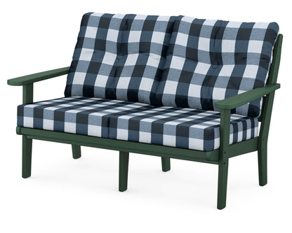 POLYWOOD® Lakeside Deep Seating Loveseat in Green / Buffalo Plaid Marine Indigo