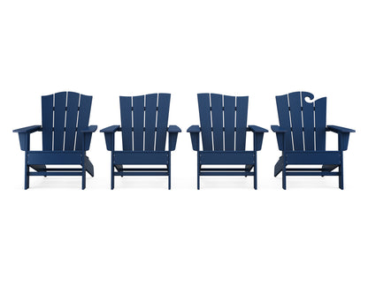 POLYWOOD® Wave Collection 4-Piece Adirondack Chair Set in Navy