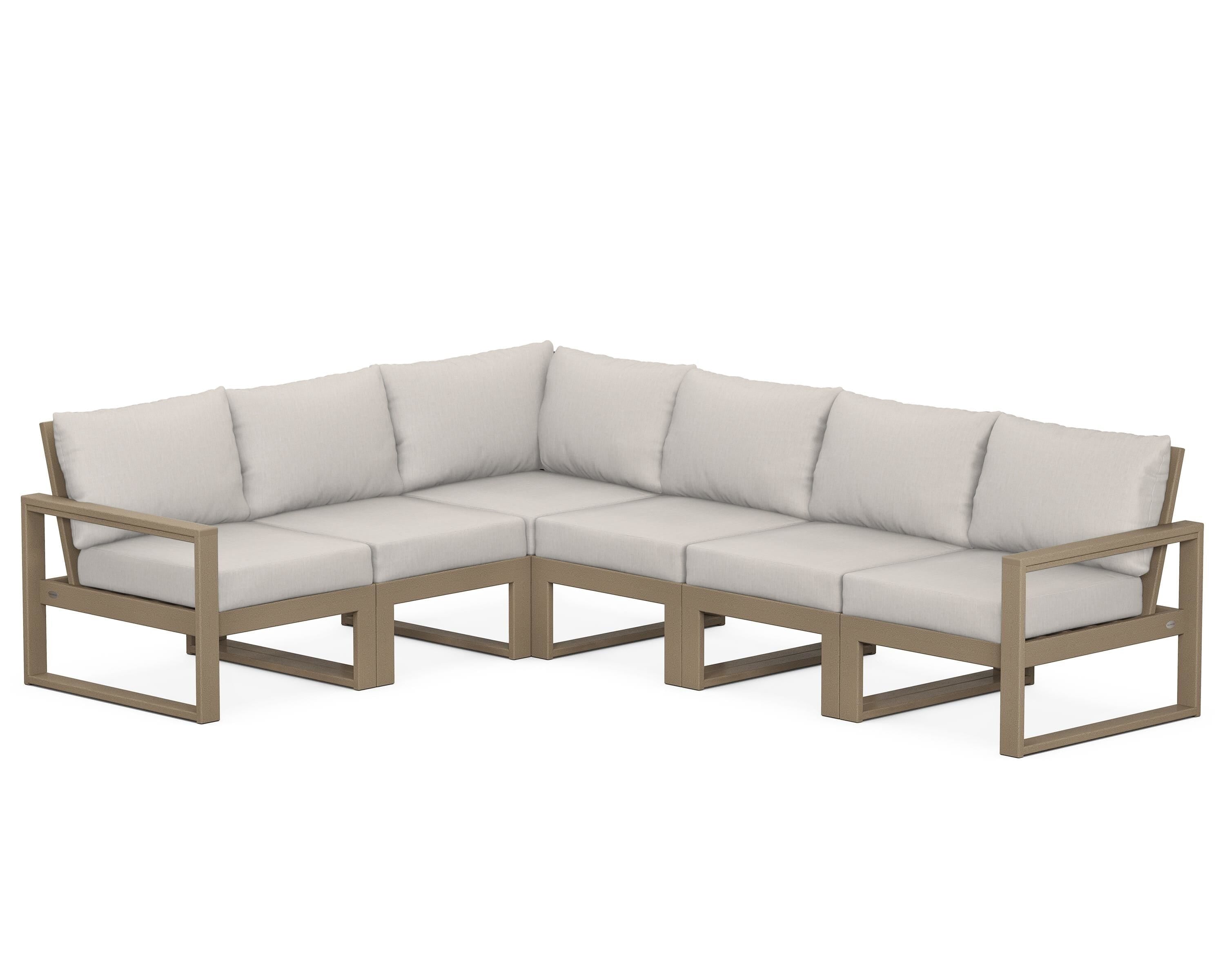 POLYWOOD® EDGE 6-Piece Modular Deep Seating Set in Vintage Sahara / Cast Ash