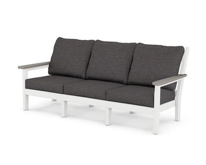 POLYWOOD® Chippendale Deep Seating Sofa in White / Driftwood / Ash Charcoal