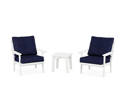 POLYWOOD® Prairie 3-Piece Deep Seating Set in White / Navy