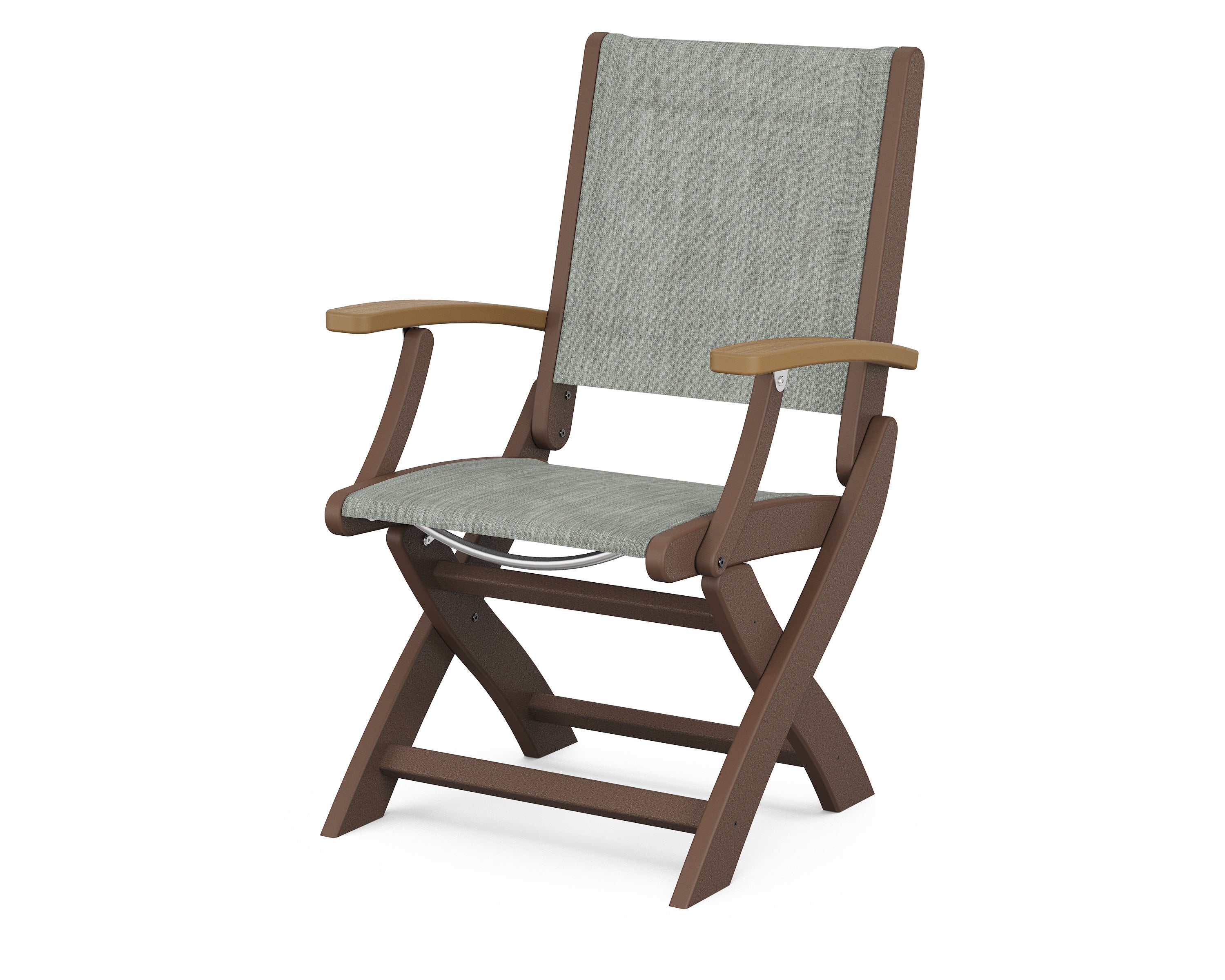 POLYWOOD® Coastal Folding Chair in Mahogany / Natural / Birch Sling