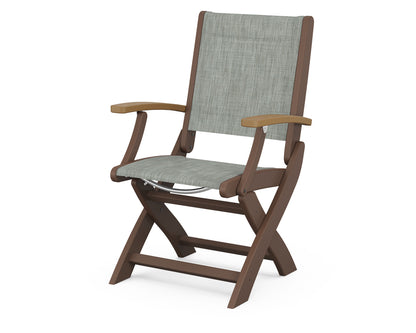 POLYWOOD® Coastal Folding Chair in Mahogany / Natural / Birch Sling