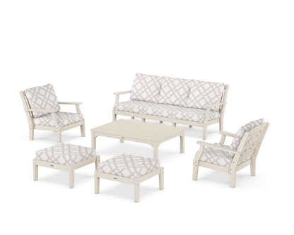 Martha Stewart by POLYWOOD® Chinoiserie 6-Piece Lounge Sofa Set in Sand / Trellis Dune Burlap