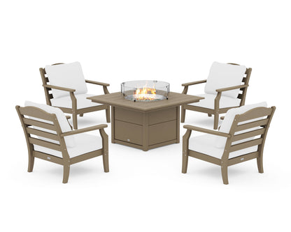 Draper James™ by  POLYWOOD® Savannah 5-Piece Deep Seating Set with Fire Pit Table in Vintage Sahara / Natural
