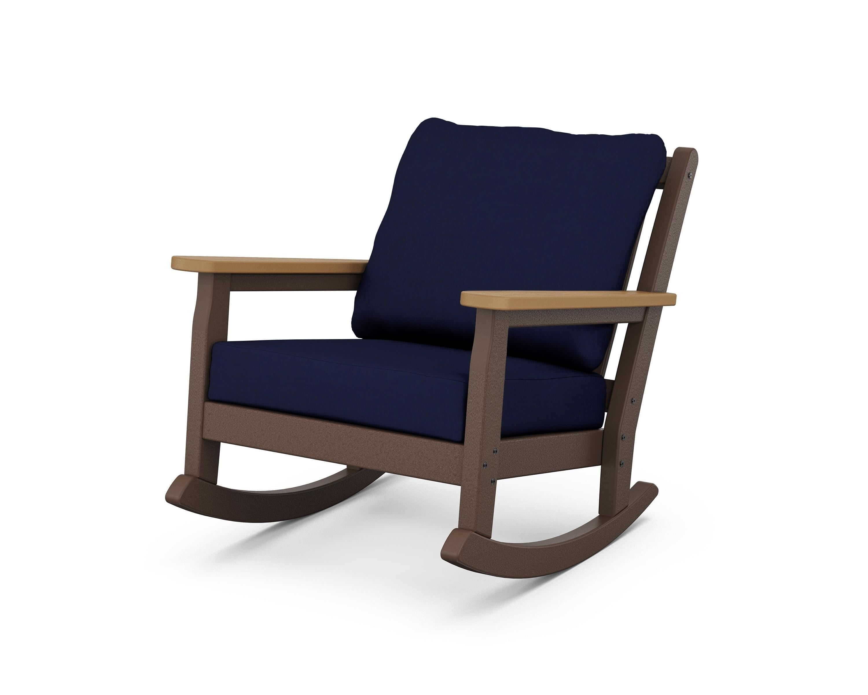 POLYWOOD® Chippendale Deep Seating Rocking Chair in Mahogany / Natural / Navy