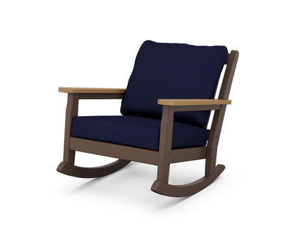 POLYWOOD® Chippendale Deep Seating Rocking Chair in Mahogany / Natural / Navy