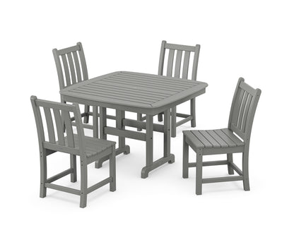 POLYWOOD® Traditional Garden Side Chair 5-Piece Dining Set with Trestle Legs in Slate Grey